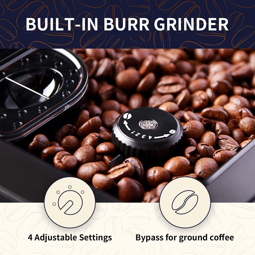 Hipresso Super Fully Automatic Espresso Coffee Machine-7' HD TFT Touchscreen with Milk Frother 19 Bar Pressure