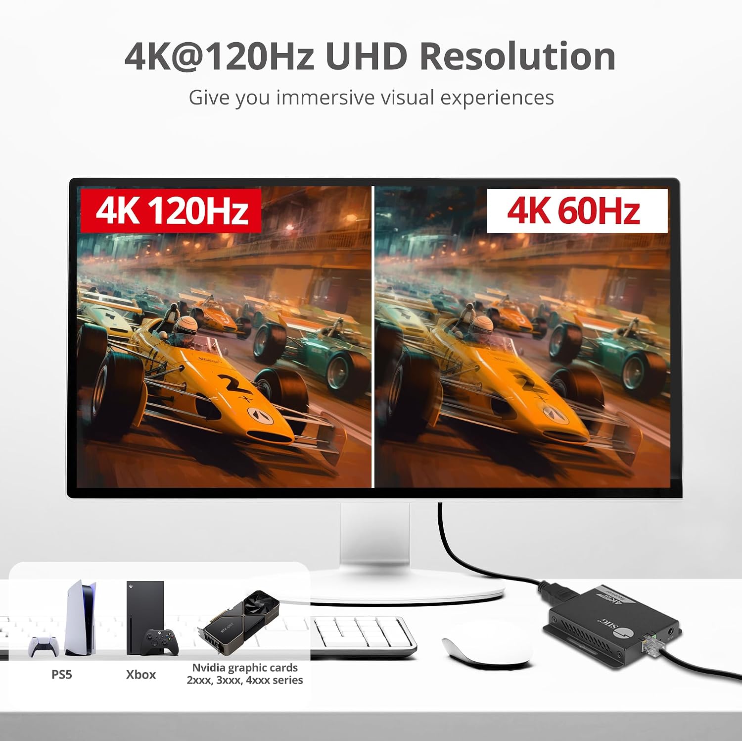 SIIG 4K 120Hz HDMI Extender Over CAT6/7 – Up to 132ft (40M), 4K @120Hz, Dual IR, 32Gbps, HDR10, HDCP 2.3, DSC 1.2a, EDID, Near Zero Latency (CE-H27L11-S1)