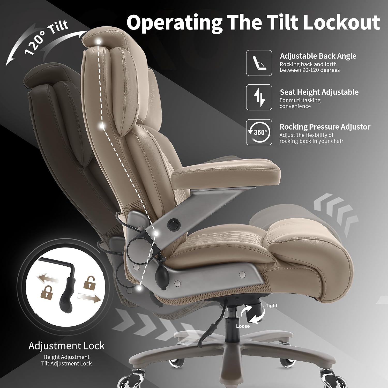 Big and Tall Office Chair 700lbs - Adjustable Headrest&Lumbar Support, 3D Flip Arms, Large Wheels &Heavy Duty Metal Base, Ergonomic High Back Computer Chair Desk Chair, Thick Padded Extra Wide Seat