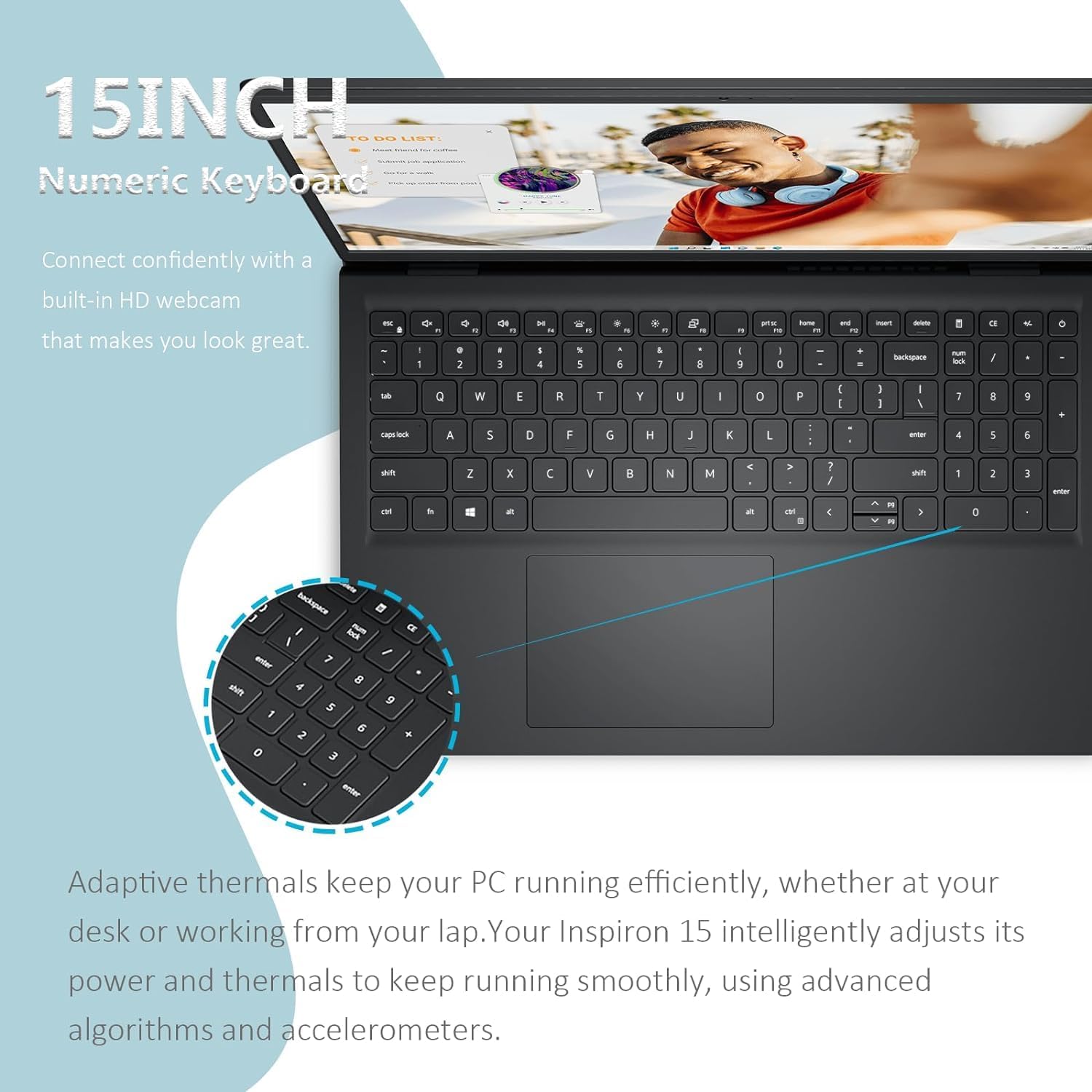 Dell 2023 Newest Inspiron 15 Business Laptop, 15.6' FHD Touchscreen, AMD Ryzen 5-7530U (6-core) Processor, 8GB RAM, 512GB SSD, AMD Radeon Graphics, Wi-Fi, Webcam, USB-A&C, Windows 11 Home
