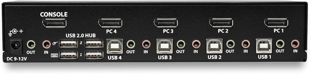 StarTech.com 4 Port DisplayPort KVM Switch - 4K 60Hz - Single Display - Dual Port UHD DP 1.2 USB KVM Switch with Integrated USB 2.0 Hub & Audio - Dell, HP, Apple, Lenovo - TAA Compliant (SV431DPUA2)