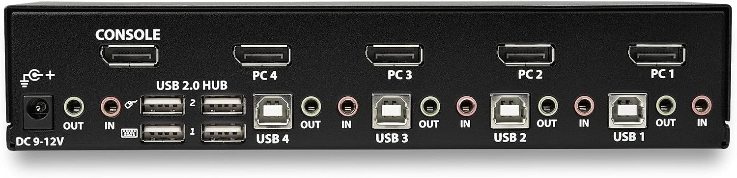 StarTech.com 4 Port DisplayPort KVM Switch - 4K 60Hz - Single Display - Dual Port UHD DP 1.2 USB KVM Switch with Integrated USB 2.0 Hub & Audio - Dell, HP, Apple, Lenovo - TAA Compliant (SV431DPUA2)