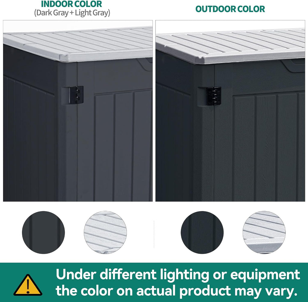 YITAHOME Extra Large Outdoor Horizontal Storage Shed, 4.5x4ft Resin Tool Sheds w/o Shelf, Easy to Assemble Waterproof Storage for Trash Cans, Garden Tools, Lawn Mower, Lockable, Dark Gray