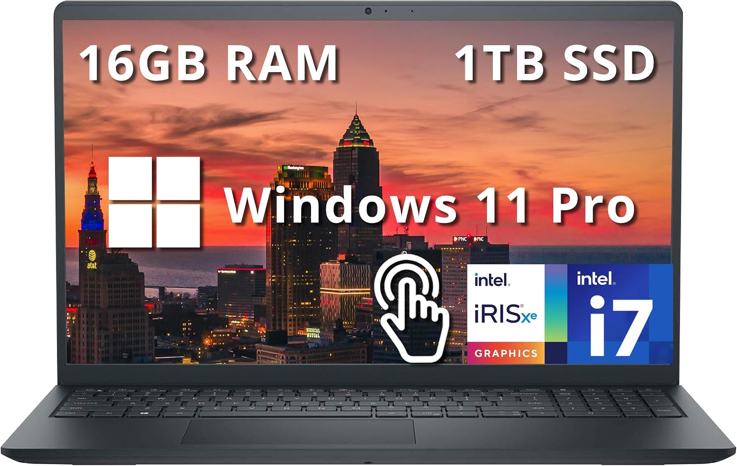 Dell Inspiron 15.6' FHD Touch Laptop, Intel i7-1255U Processor, 16GB RAM, 1TB SSD, Iris Xe Graphics, Numeric Keypad, HD Camera, WiFi, HDMI, Black, Win 11 Pro
