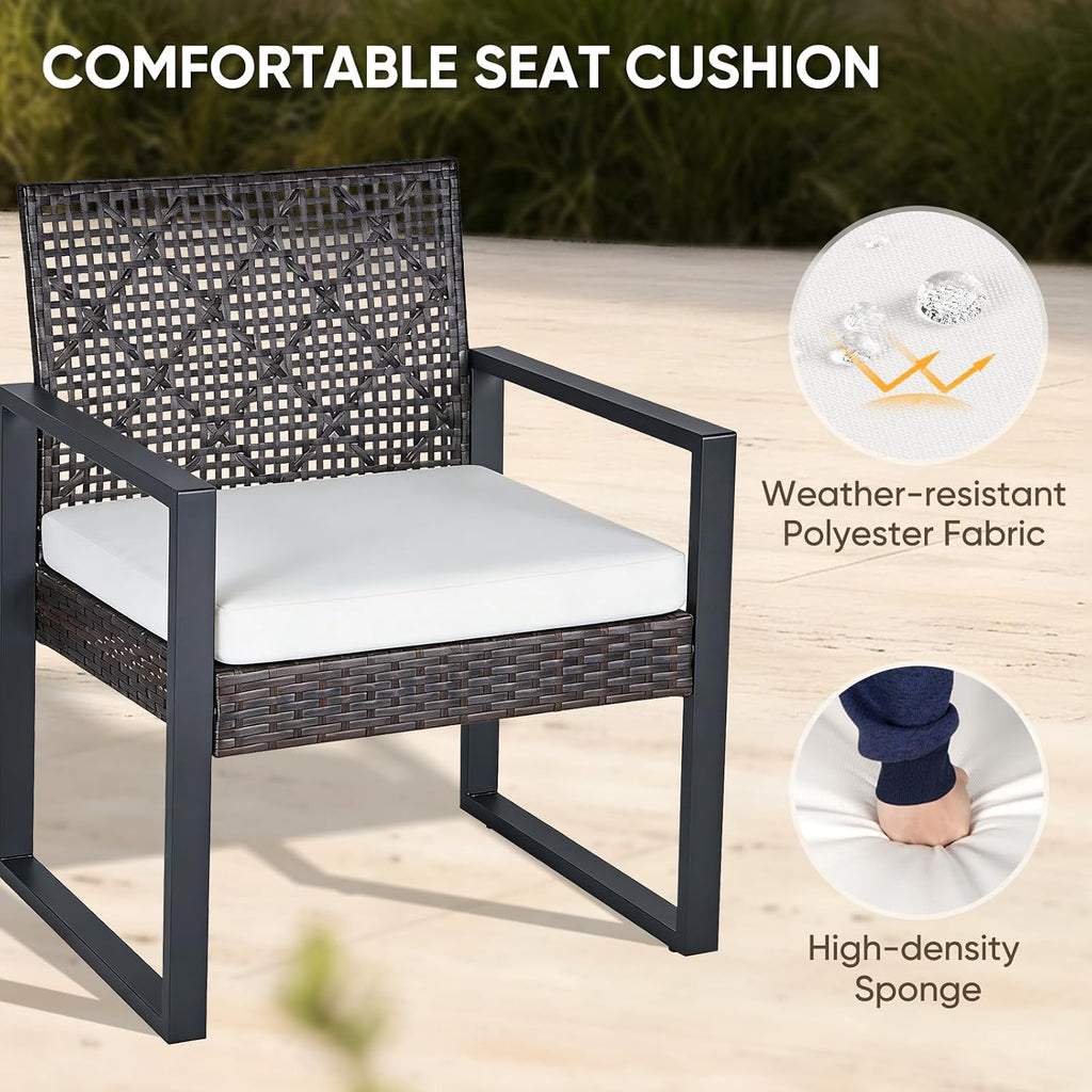 COOS BAY Haven Lounge 4 Piece Rattan Patio Furniture Set, Outdoor Wicker Patio Conversation Set for Balcony & Backyard, Dark Brown/Beige