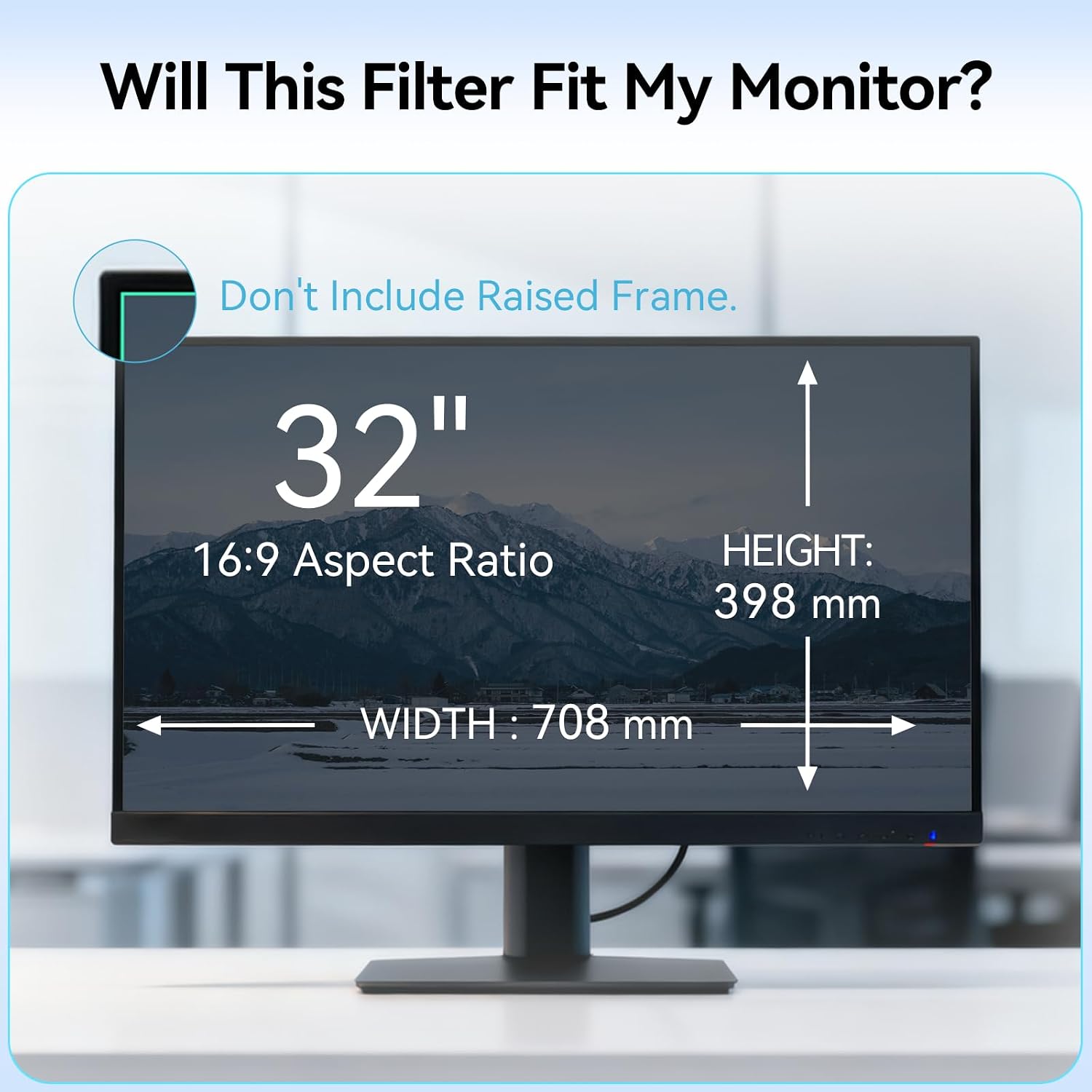 [2-Pack] 32 Inch Anti Blue Light Screen Protector Compatible with Lenovo Hp Dell Acer Asus Samsung etc Monitor 16:9 Aspect, Removable Anti Glare Filter Uv Blocker Shield Eye Protection Film Laptop