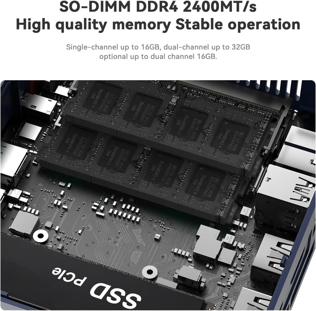 Beelink SER3 mini PC, AMD Ryzen 3200U (Up to 3.5GHz), 16GB DDR4 500GB PCle SSD，mini Computer Support 4K Dual-Screen Display/1000M LAN/WiFi5/BT5, Home/Office Mini Desktop Computer