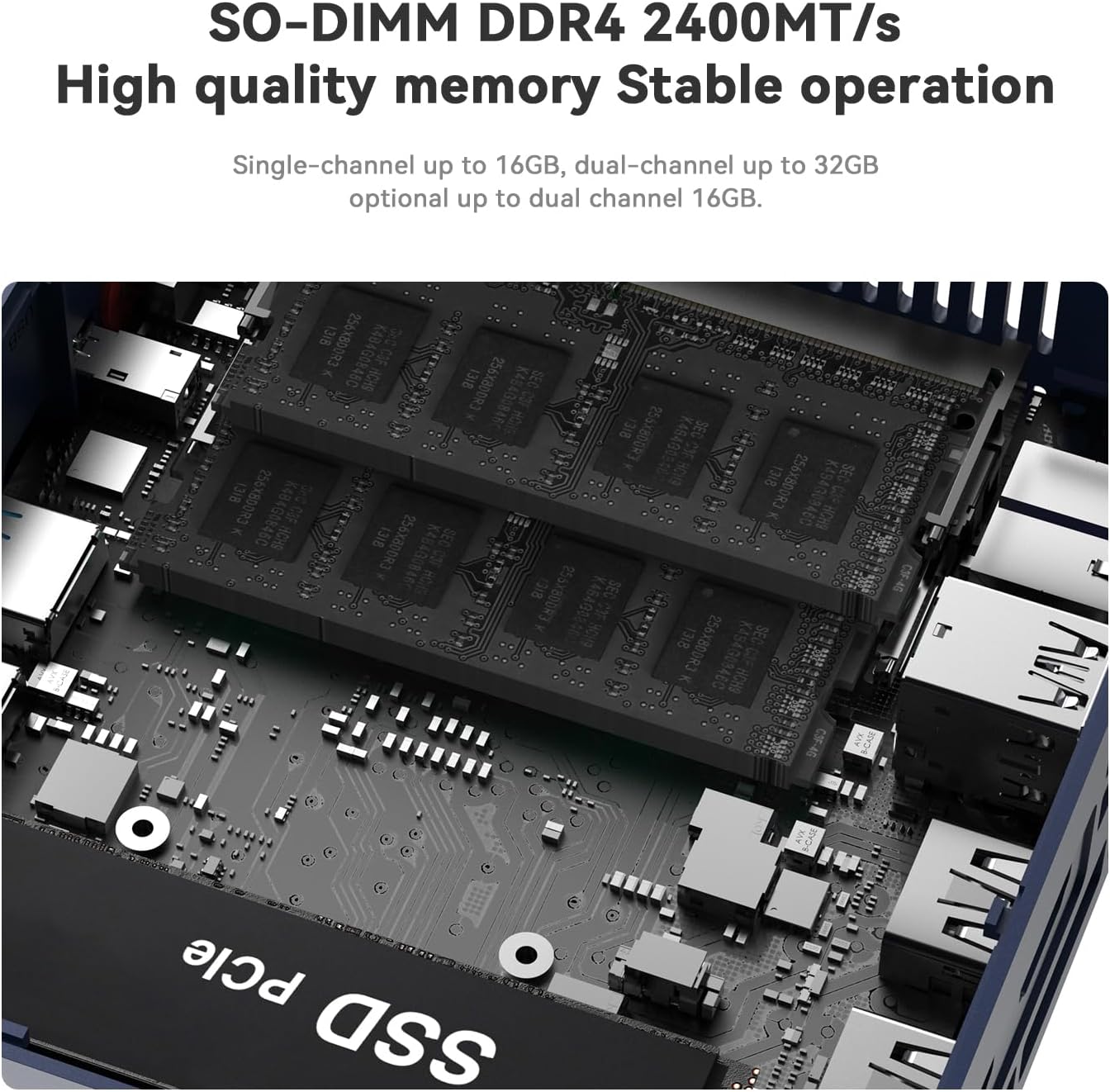 Beelink SER3 mini PC, AMD Ryzen 3200U (Up to 3.5GHz), 16GB DDR4 500GB PCle SSD，mini Computer Support 4K Dual-Screen Display/1000M LAN/WiFi5/BT5, Home/Office Mini Desktop Computer