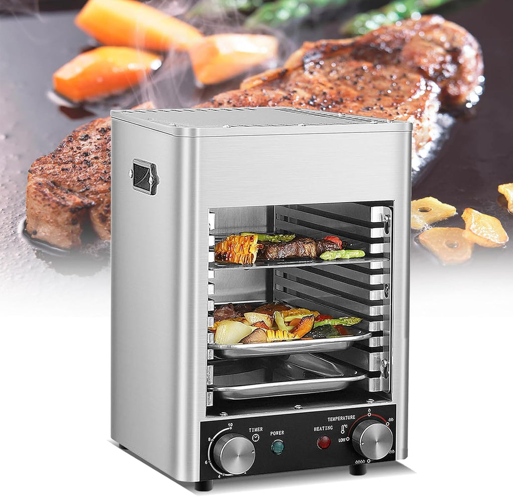 1700W Electric Steak Grill, Portable Smokeless Infrared Electric Broiler, 1472°F Stainless Steel Steak Cooker with 10-Layer Grill, Electric Infrared Grill for BBQ, Toast, Grill, Indoor