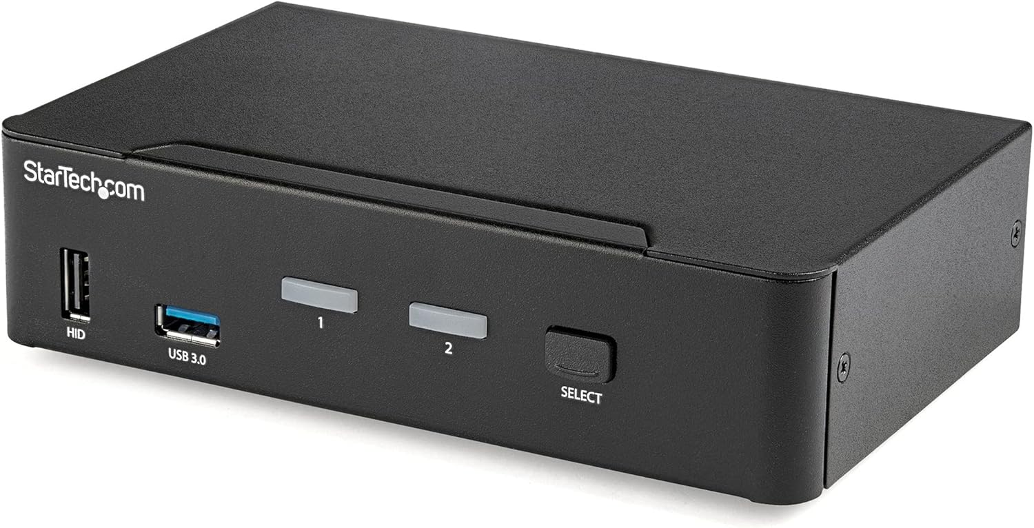 StarTech.com 2 Port DisplayPort KVM Switch - 4K 60Hz - Single Display - Dual Port UHD DP 1.2 USB KVM Switch with Integrated USB 3.0 Hub & Audio-Dell HP Apple Lenovo-TAA Compliant (SV231DPU34K), Black