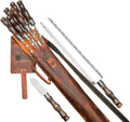 Outdoor Grill Barbeque Grill Accessories - Grill Skewers Set with Case - Premium Barbecue Tool Sets Grilling Supplies - Outdoor Grilling Accessories BBQ Supplies - Set Asgard Light Brown