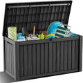 DRATO 180 Gallon Outdoor Storage Box, Large Waterproof Deck Box, Lockable Resin Storage Container with Reinforced Support for Patio Cushions, Garden Tools, UV-Resistant Outdoor Chest（Black，180 Gallon）