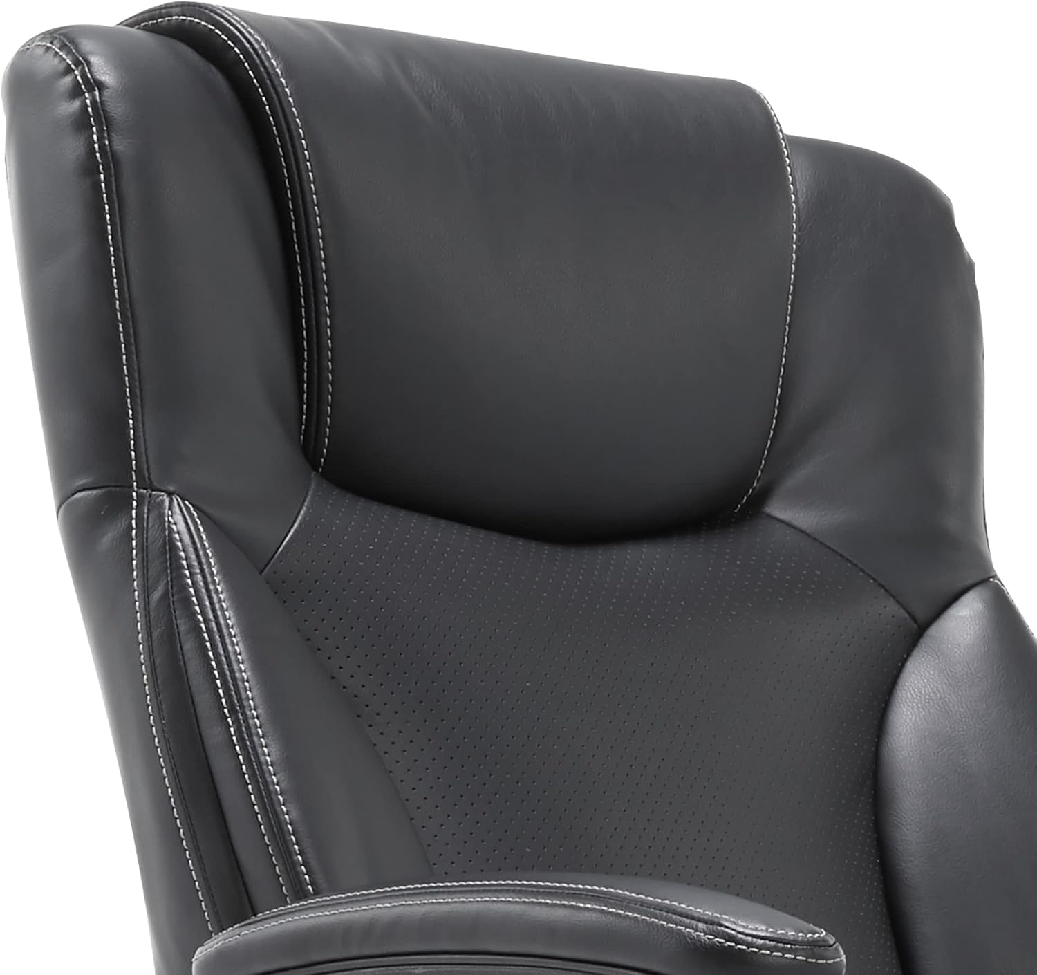 Serta Connor Executive Office Chair, Ergonomic Computer Chair with Layered Body Pillows, Contoured Lumbar, Adjustable Seat Height, Bonded Leather, Black