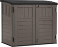 Suncast 34 Cu Ft Horizontal Resin Storage Shed - Outdoor Storage Shed with Floor Included, Lockable, Weatherproof, Fits Small to Medium Trash Cans, Generators, & Garden Tools, Stoney Black