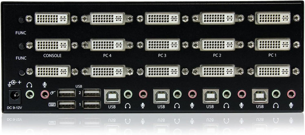 StarTech.com 4 Port Triple Monitor DVI USB KVM Switch with Audio & USB 2.0 Hub - Multi Monitor KVM - USB DVI KVM Switch (SV431TDVIUA),Black