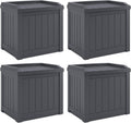 Suncast 4 Pack Small Deck Box Storage w/Bench Seat for Indoor & Outdoor Use, 22 Gal., Cyberspace