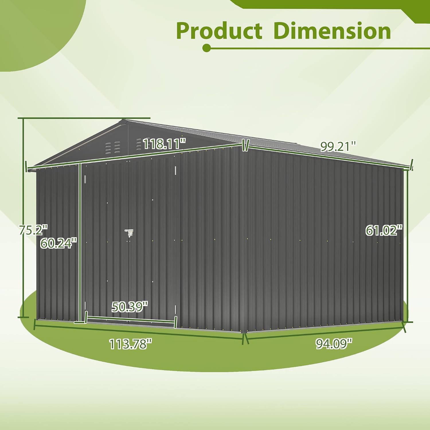 10x8 FT Outdoor Storage Shed with Lockable Double Doors, Aluminum Frame, Weatherproof with Frame Floor, Metal Tool Shed for Garden, Backyard, Patio, and Equipment Storage