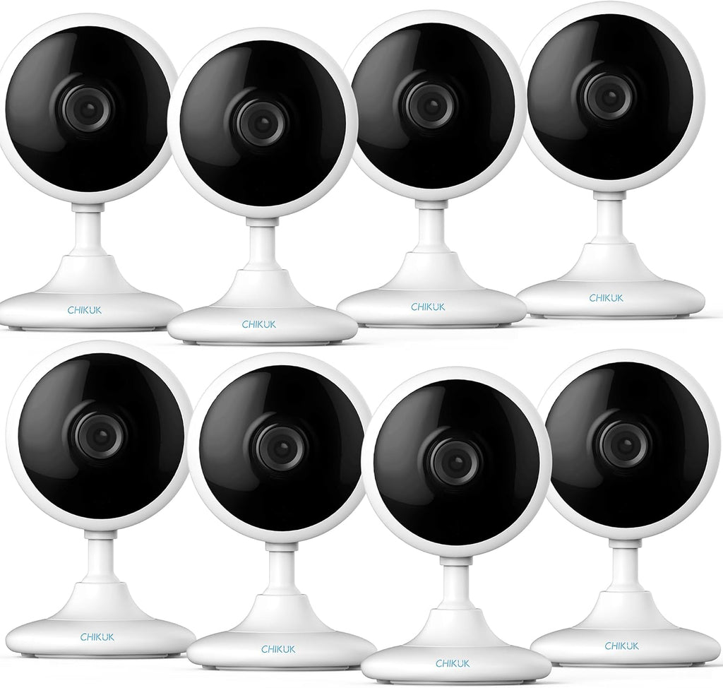 Small Security Cameras, Upgraded Indoor Camera for Pets, Dogs, Babies, Elders, Smart WiFi Home Monitor, App Control, Compatible with Alexa, White, 8PCS