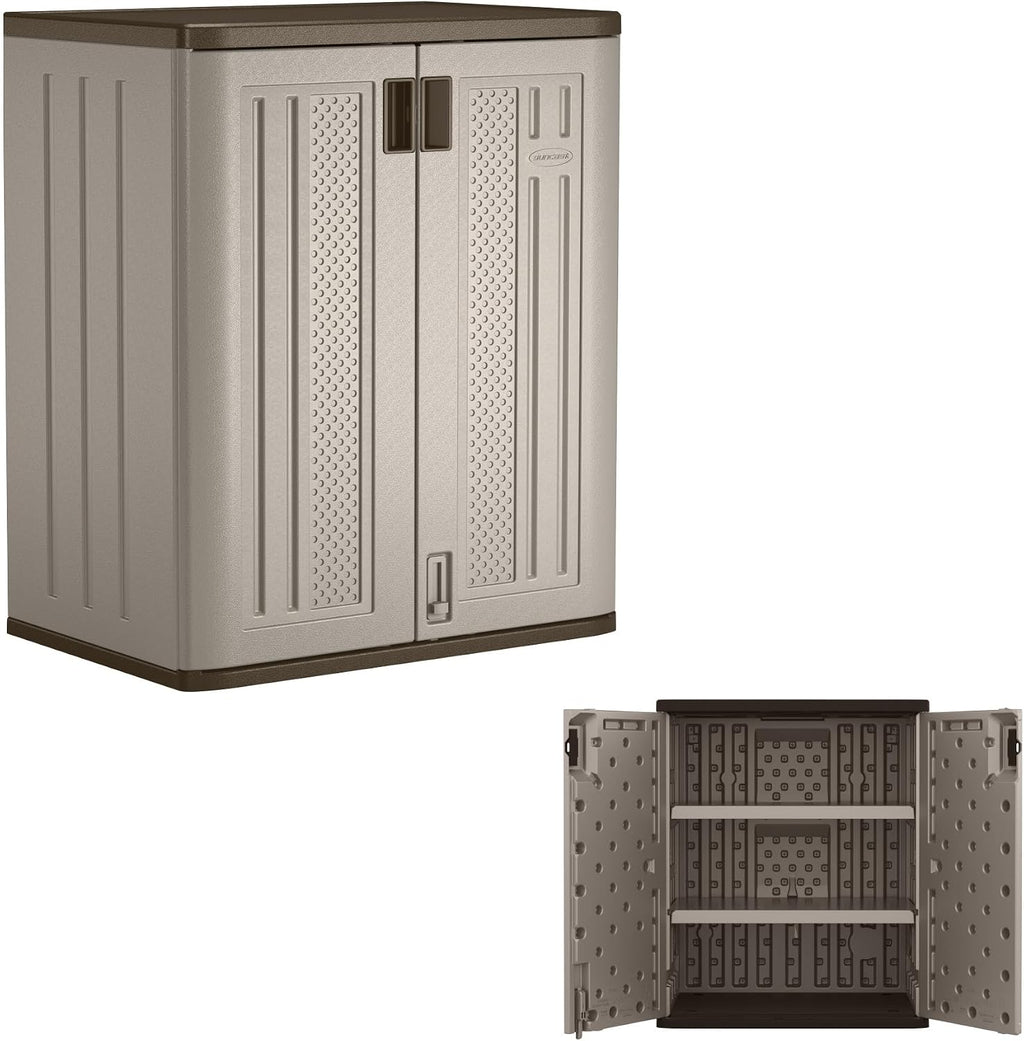 Suncast 36' Resin Base Garage Storage Cabinet, Platinum, Made in the USA