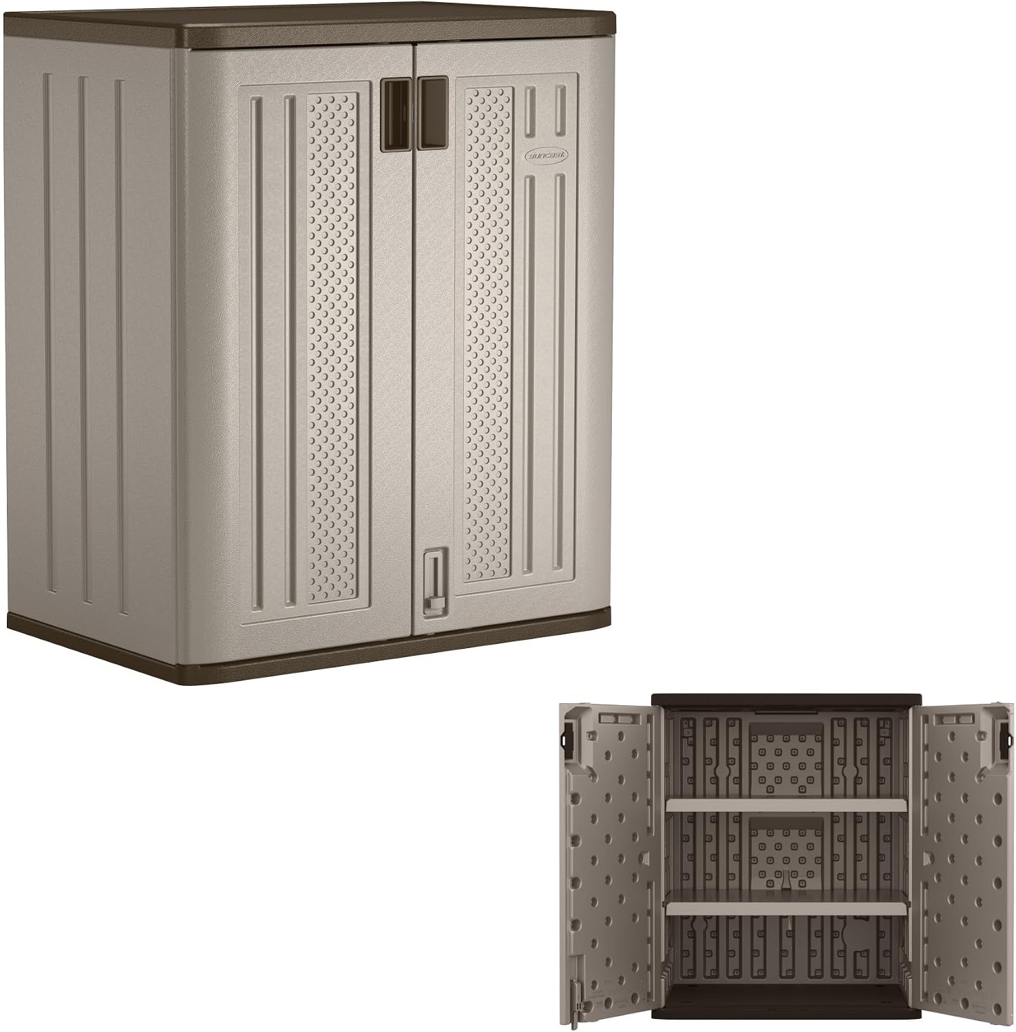 Suncast 36' Resin Base Garage Storage Cabinet, Platinum, Made in the USA