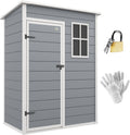 Outsunny 5' x 3' Outdoor Storage Shed, Waterproof Resin Plastic Shed with Floor, Window, Lockable Door and Vents, All-Weather Garden Tool Shed for Backyard, Patio, Lawn, Gray