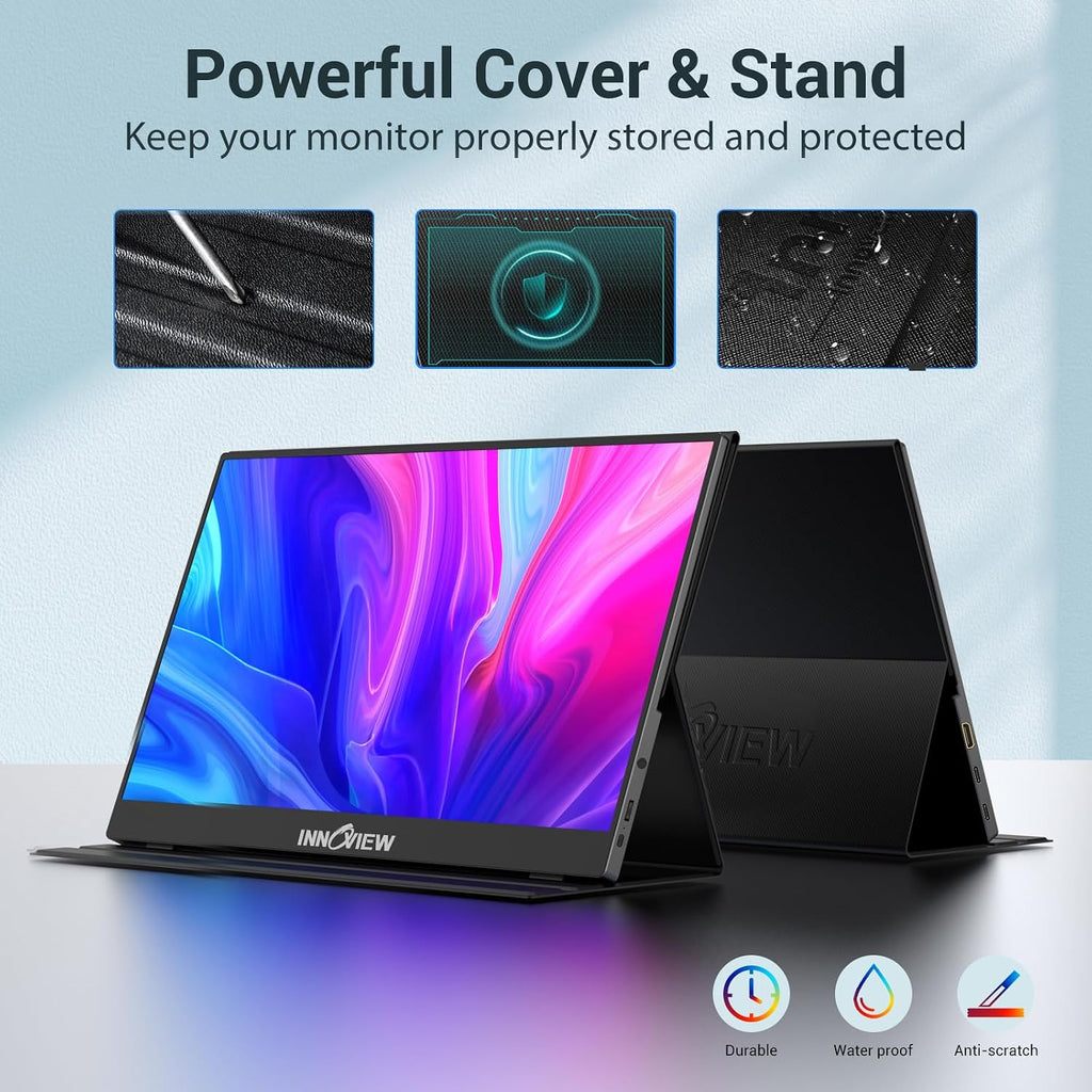 InnoView 18.5' FHD 100Hz 100% sRGB Dual Monitor with 15.6 Inch FHD 1080P Standard HDMI USB C Second External Monitor for Laptop