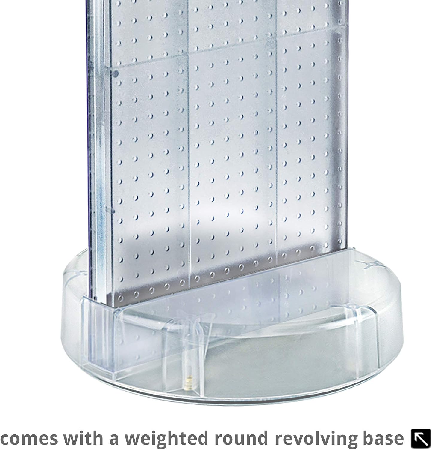 Azar Displays 700780-CLR, TWO-SIDED PEGBOARD FLOOR DISPLAY W/C-CHANNEL SIDES ON REVOLVING ROUND STUDIO BASE. PANEL SIZE: 16'W X 60'H, Clear