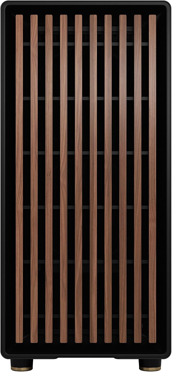 Fractal Design North Charcoal Black Tempered Glass Dark - Genuine Walnut Wood Front - Glass Side Panel - Two 140mm Aspect PWM Fans Included - Type C USB - ATX Airflow Mid Tower PC Gaming Case