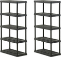 CENTREX CX 5-Tier Heavy Duty Plastic Storage Shelves that Support up to 150lbs/shelf, Organization and Storage, Weather-Resistant Design, Easy Assembly, 2 Pack, Black (72'H x 36'W x 18'D)