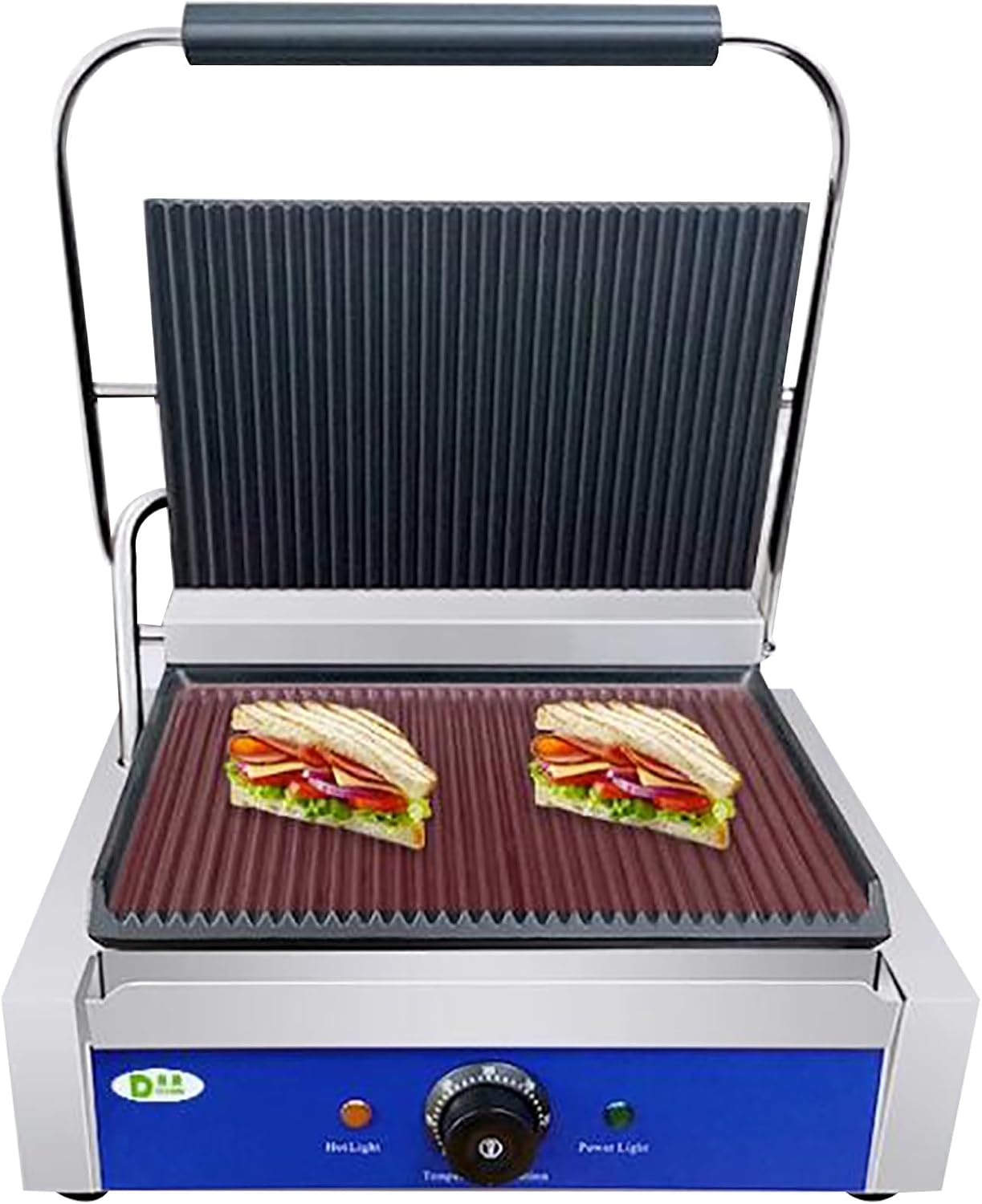 Nonstick Panini Press & Indoor Grill, Gourmet Sandwich Maker, Floating Hinge Fits All Foods, Contact Grill with Removable Grease Tray