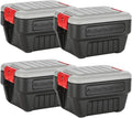 Rubbermaid® ActionPacker®️ 8 Gal Lockable Storage Box Pack of 4, Outdoor, Industrial, Rugged, Grey and Black