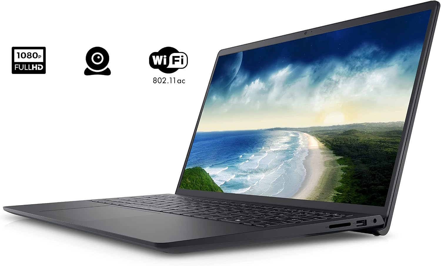 DELL Inspiron 3511 Laptop, 15.6' FHD Touchscreen, Intel Core i5-1035G1, 16GB DDR4 RAM, 1TB PCIe SSD, SD Card Reader, Webcam, HDMI, Wi-Fi, Windows 11 Home, Black