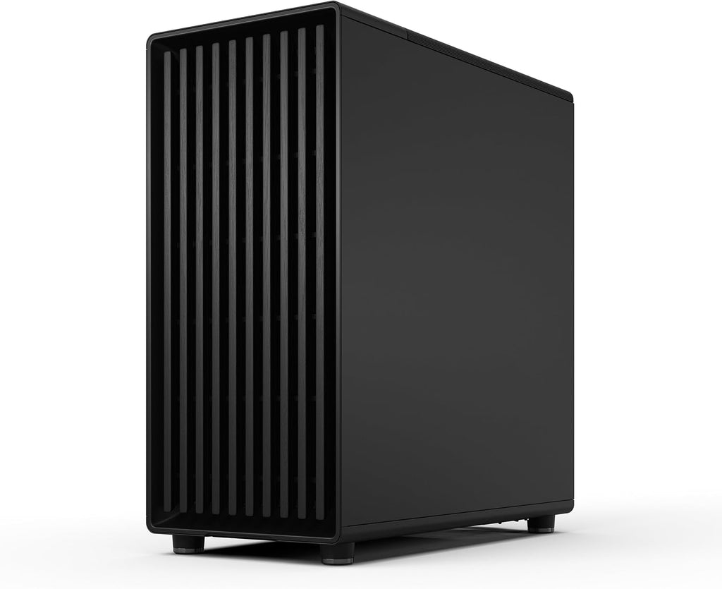 Fractal Design North Momentum Black - Glass Side Panel - Genuine Blackened Oak Wood Front - High Airflow PC Gaming Case - Three Powerful 120mm Momentum Fans Included - ATX Support