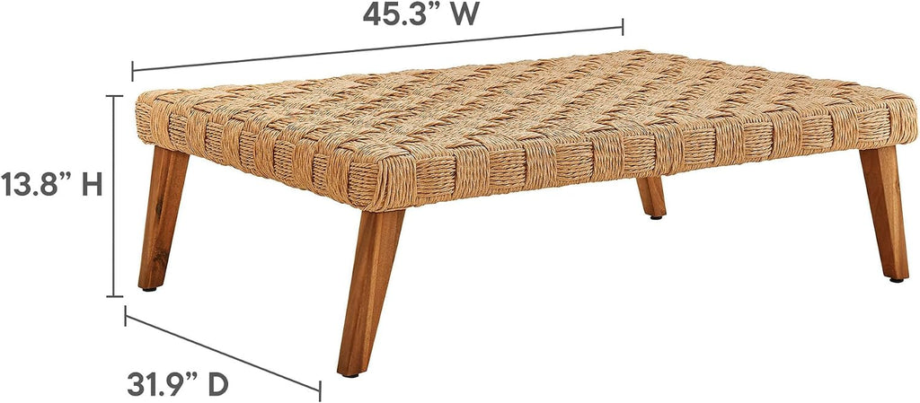 Modway Thames 4 Piece Outdoor Patio Furniture Set in Natural Light Gray - Wicker Rattan Conversation Set with Loveseat, Armchairs, and Coffee Table - All-Weather Deep Seating Backyard Collection