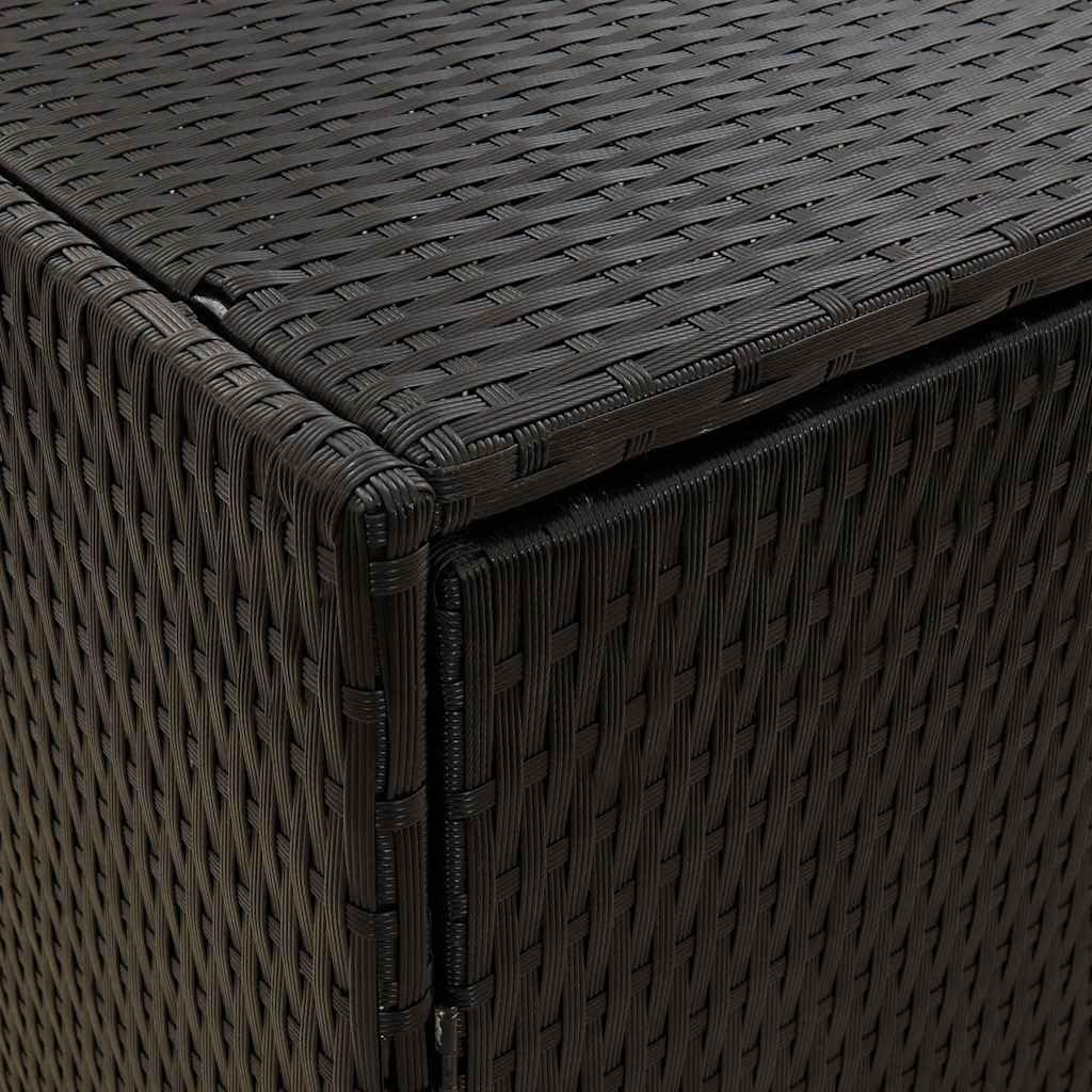 vidaXL Wooden Garden Storage Cabinet, Durable Poly Rattan, Water-Resistant, 4 Compartments, Outdoor Storage Cabinet, Powder-Coated Steel Frame, Solid Acacia Wood Knobs, 23.2'x15.7'x70.9', Black