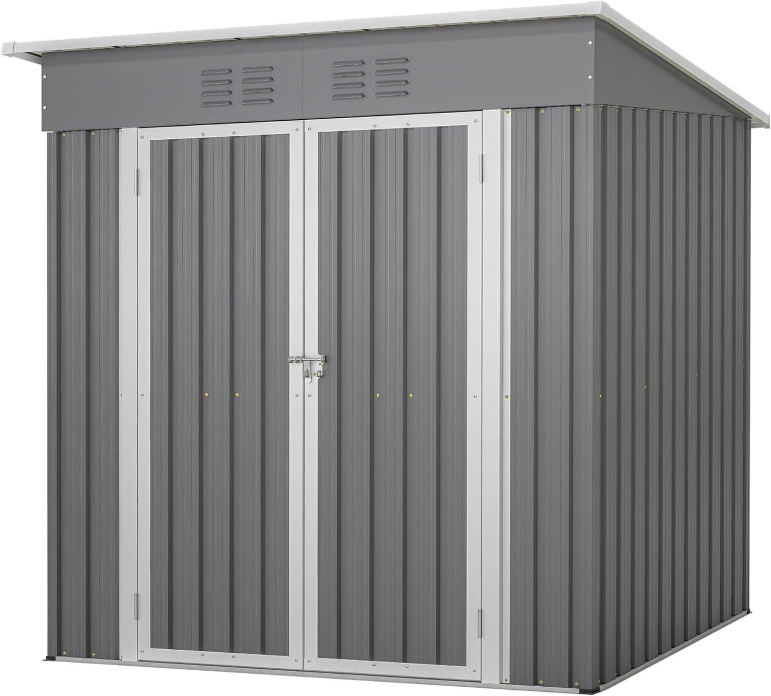Thanaddo 4x6ft Metal Shed Outdoor Storage Shed,Metal Steel Utility Tool Shed Storage House with Double Lockable Doors and Air Vent for Backyard Garden Patio Lawn Gray