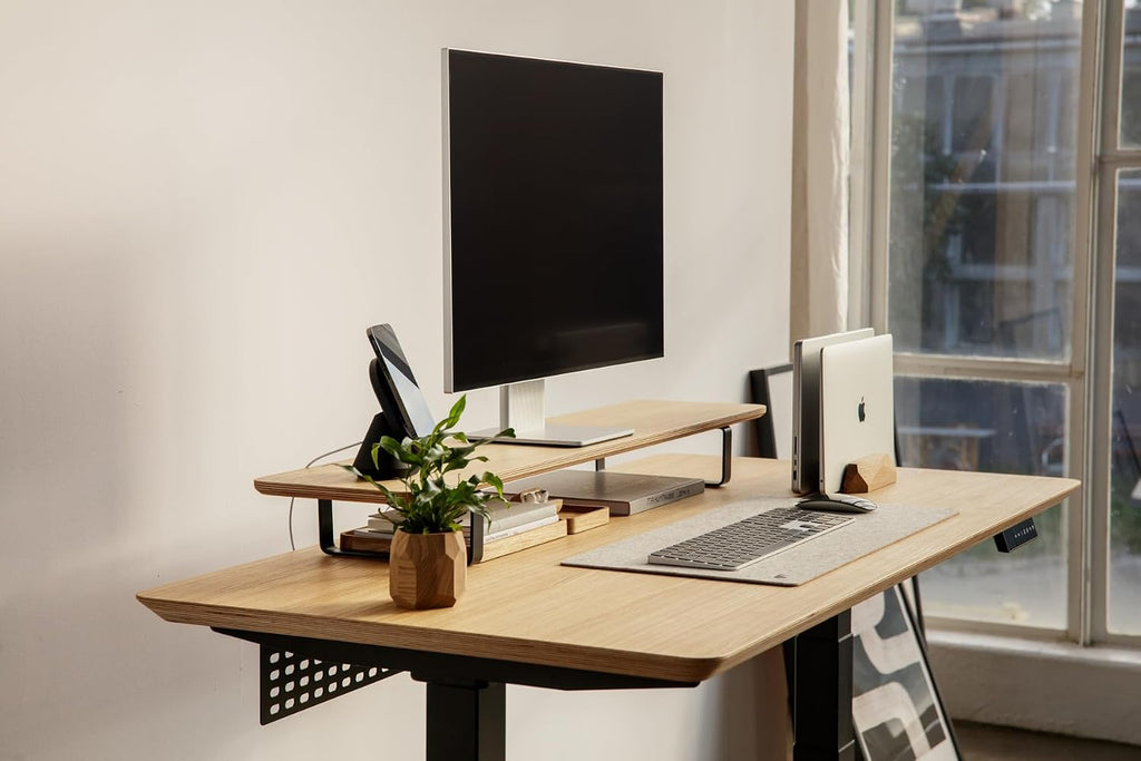 Oakywood Dual Monitor Stand - Handmade in EU - Natural Wood Monitor Stand Riser - Laptop Accessories – 220 lbs (100 kg) Capacity - 41.3'x9' (105x23 cm) – 100% Natural Oak Veneer
