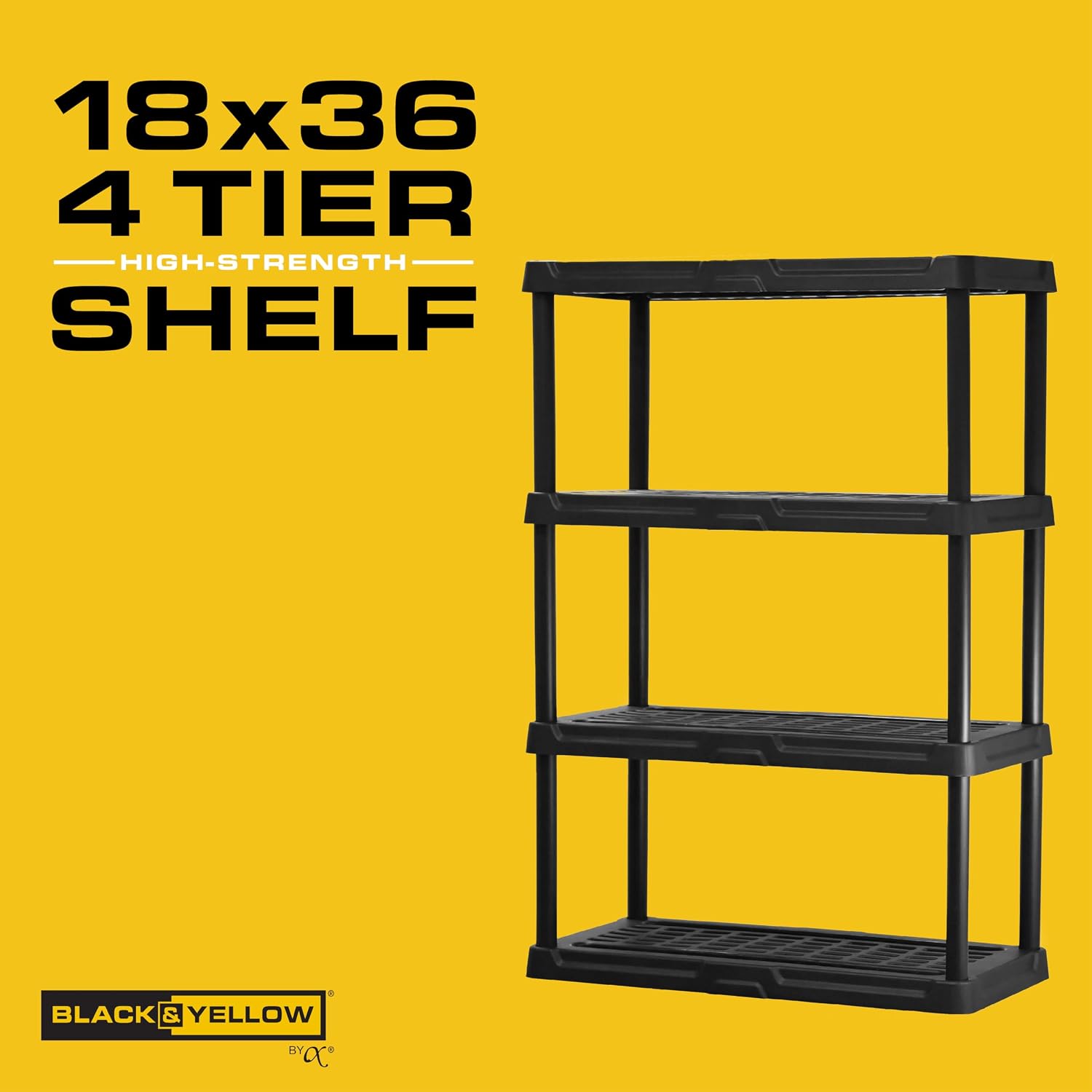 CENTREX CX 4-Tier Heavy Duty Plastic Storage Shelves that Support up to 150lbs/shelf, Organization and Storage, Weather-Resistant Design, Easy Assembly, 2 Pack, Black (53'H x 36'W x 18'D)