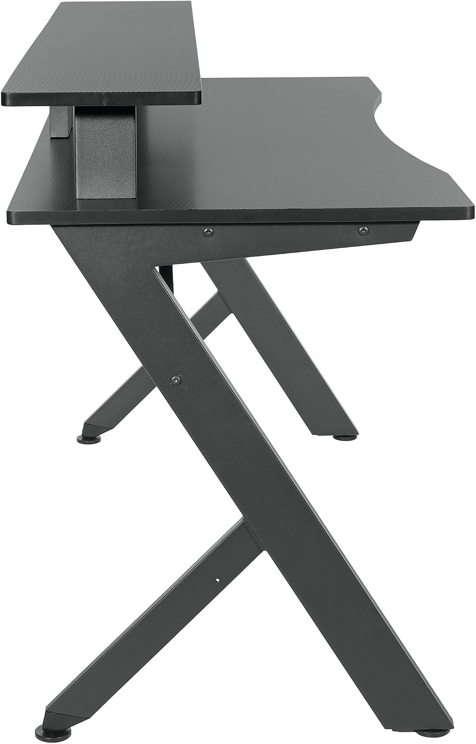 OSP Home Furnishings Area51 Battlestation Gaming Desk with Bluetooth RGB LED Lights, Matte Black
