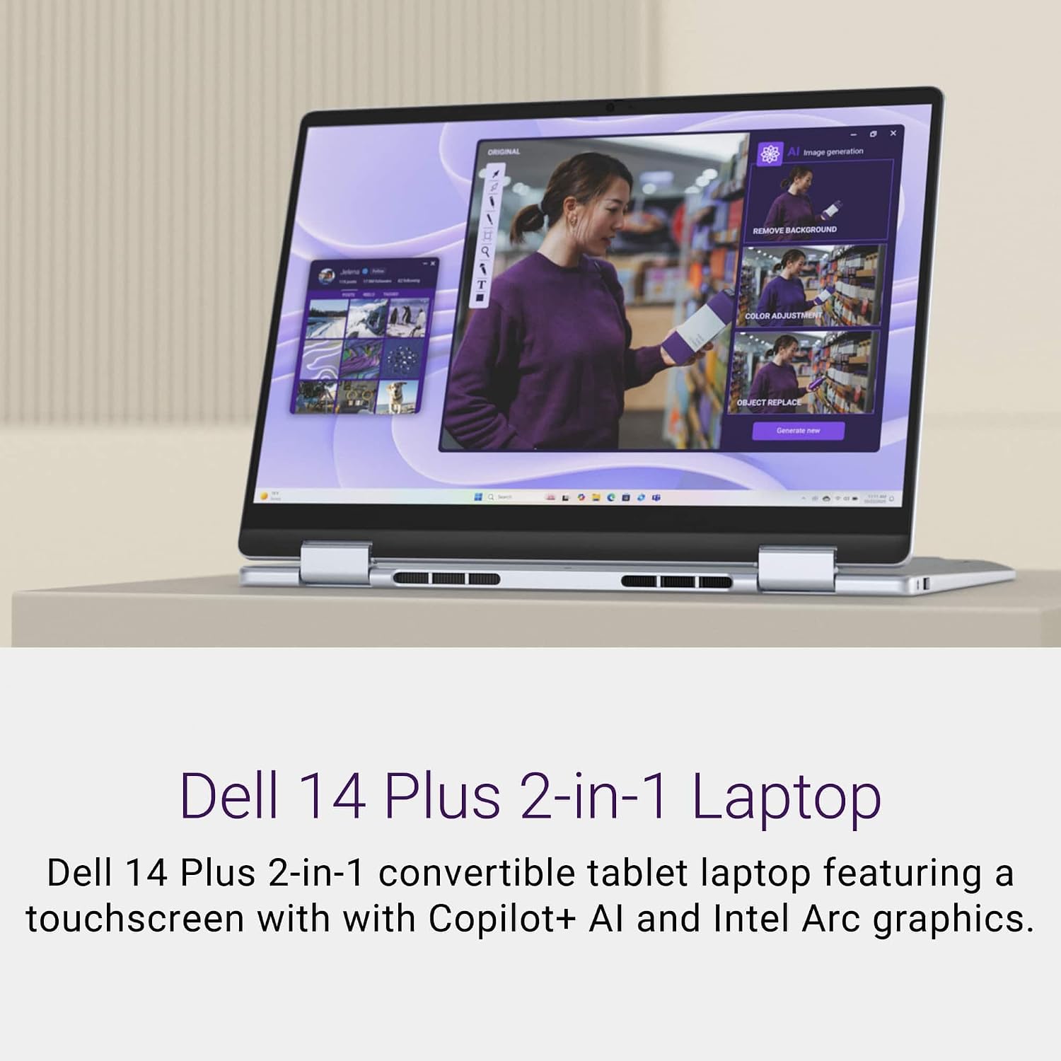 Dell 14 Plus (Next Gen Inspiron 14 Plus) 2-in-1 AI Laptop (14' FHD+ Touchscreen, Intel Core Ultra 7 256V (> i7-1355U), 16GB DDR5, 1TB SSD) Copilot+ PC, 24-Hr Battery, Wi-Fi 7, Fingerprint, Win 11 Home
