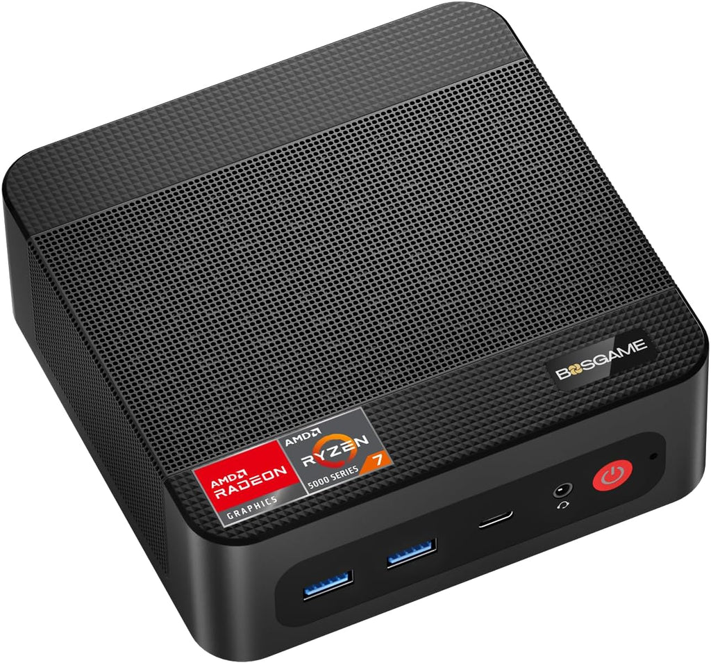 BOSGAME P4 Ultra Mini PC Gaming, Ryzen 7 7730U, 16GB RAM 1TB NVMe SSD Mini Computers, Dual 2.5G LAN, Wi-Fi 6E, BT5.2, 4K Triple Display HDMI | DP | Type-C, Home Office Business