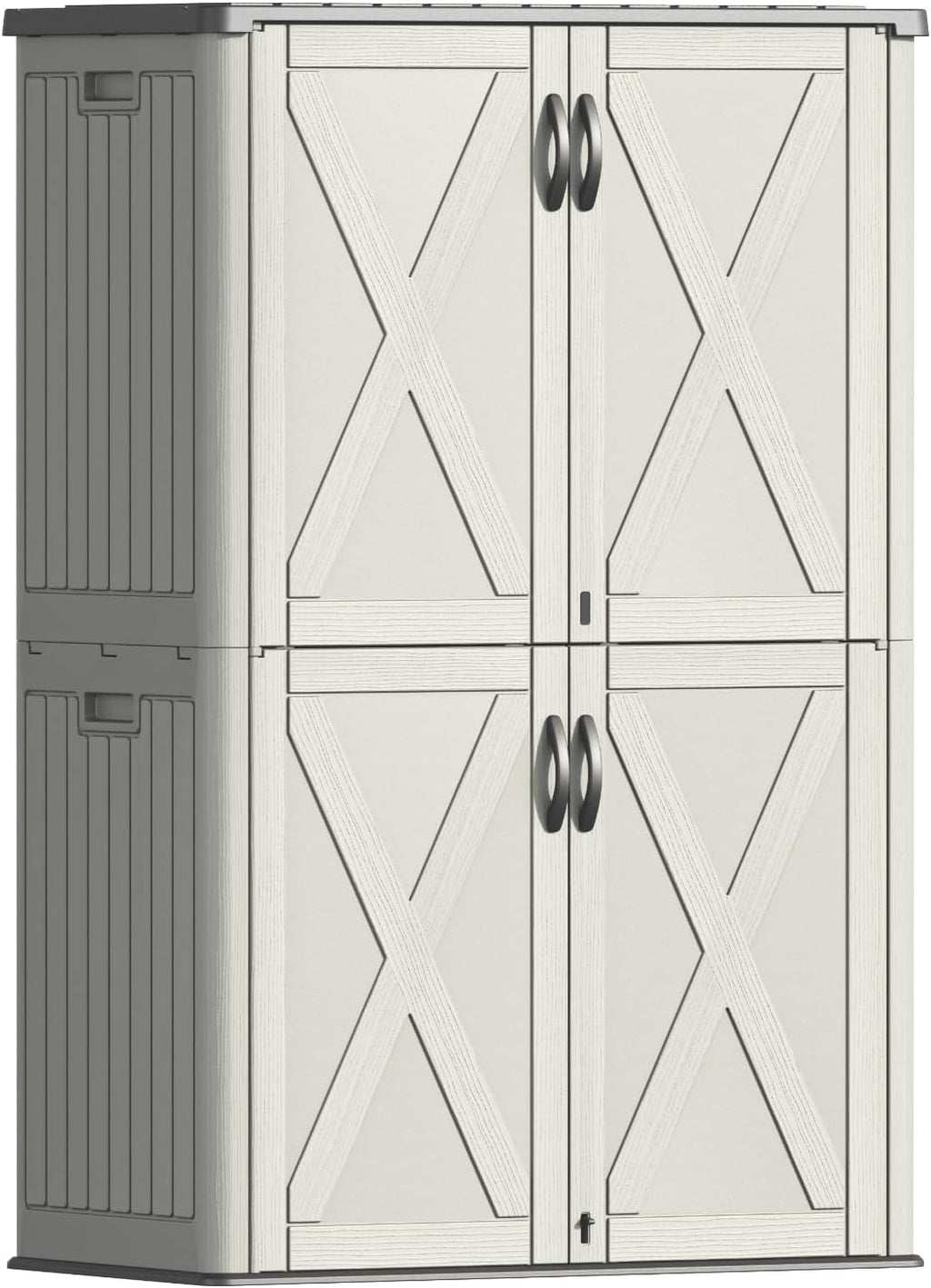 Patiowell 50 Cu.ft Outdoor Storage Cabinet with Lockable Door, Waterproof Horizontal Storage Shed for Tools and Patio Furniture, All-Weather Resin Shed Easy Assemble for Pool or Backyards, Brown
