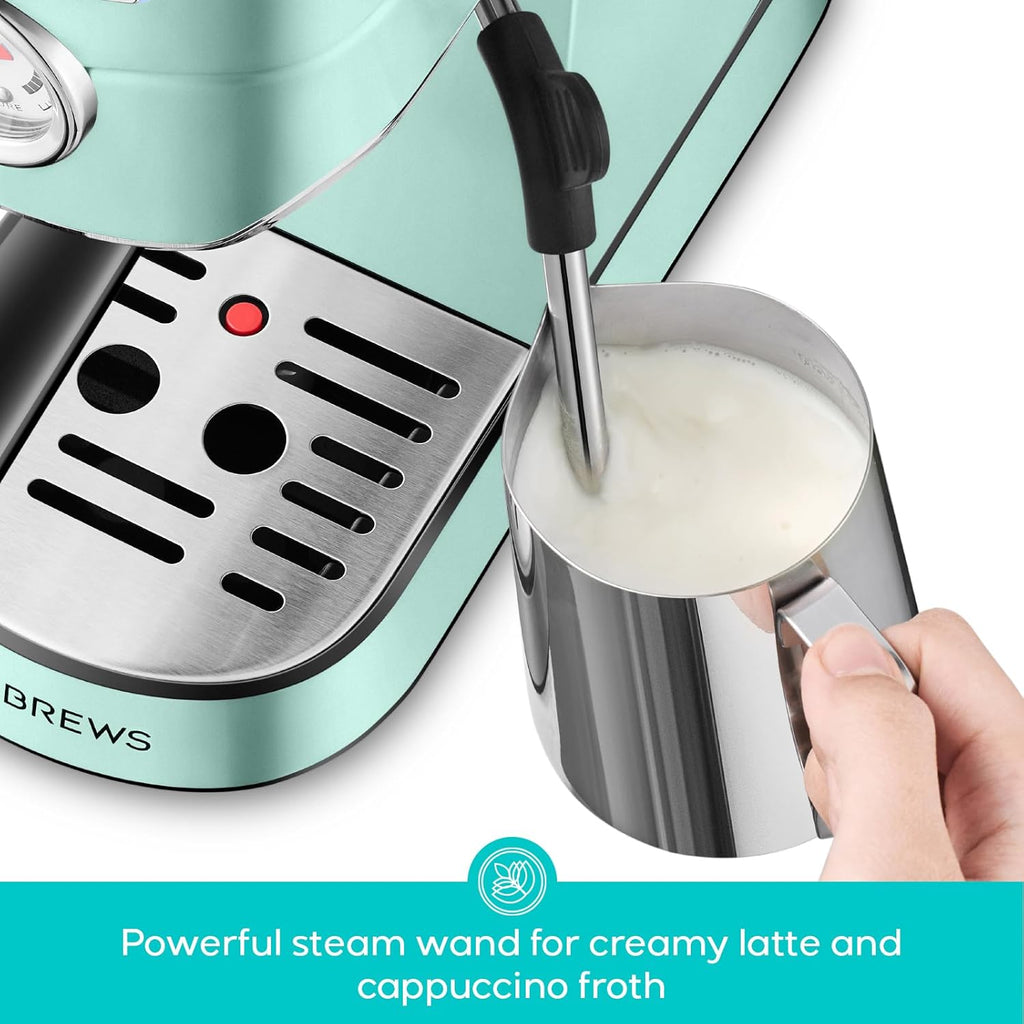 CASABREWS CM5418 Espresso Machine 20 Bar, Compact Espresso Maker with Steam Milk Frother, Stainless Steel Coffee Machine with 34oz Removable Water Tank for Cappuccino Latte, Pastel Green
