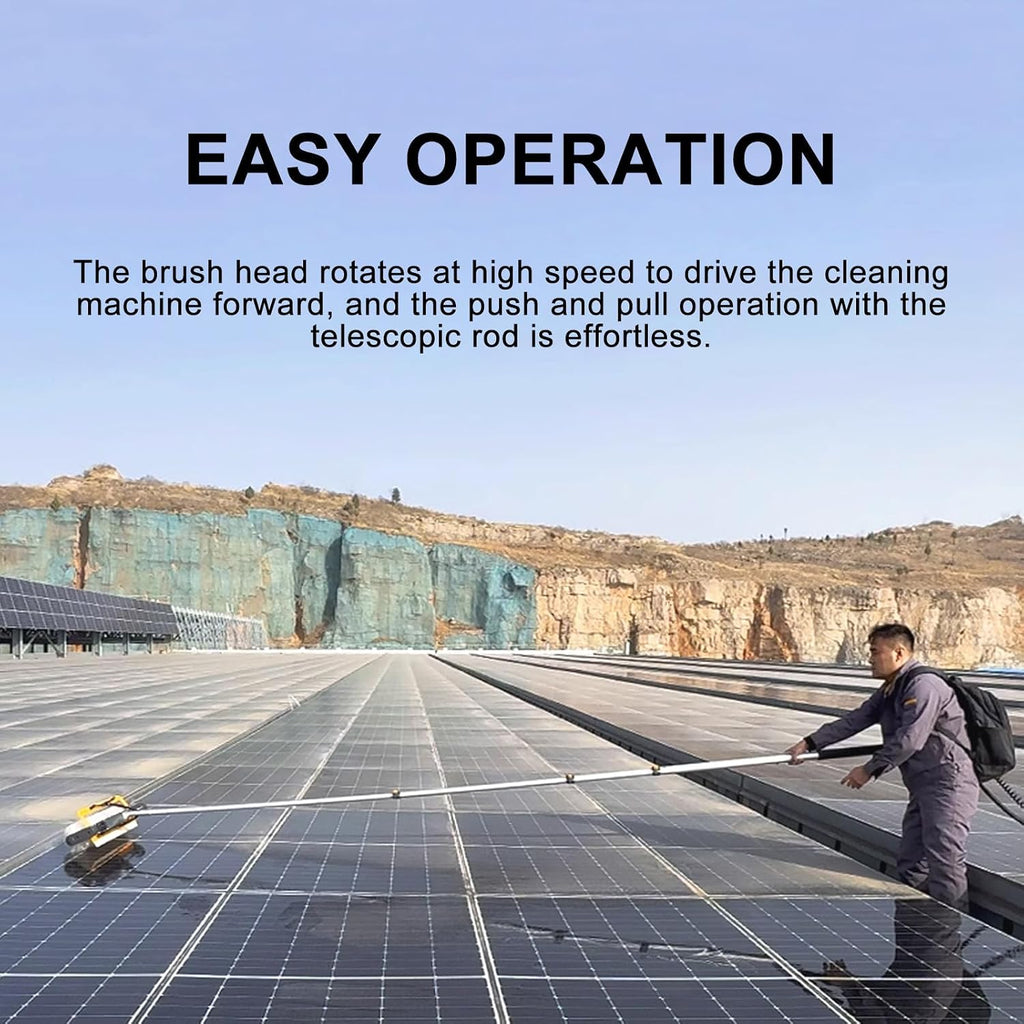 7.5m Adjustable Solar Panel Cleaning Brush, Electric Pv Panel Cleaning Roller Brush, Automatic Water Supply Cleaner, with Extendable Pole(Purpose)