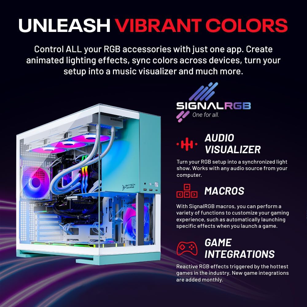 Skytech Gaming Aqua Desktop PC, Ryzen 7 9800X3D 4.7 GHz (5.2 GHz Turbo), NVIDIA RTX 5080 16GB, 2TB Gen4 NVMe SSD, 32GB DDR5 RAM 6000 RGB, 850W Gold ATX 3 PSU, 360mm ARGB AIO, Wi-Fi, Win 11