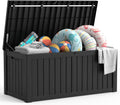150 Gallon Outdoor Deck Box - Waterproof Lockable Resin Container, Weatherproof UV Resistant Organizer for Patio Garden Yard Poolside, Black