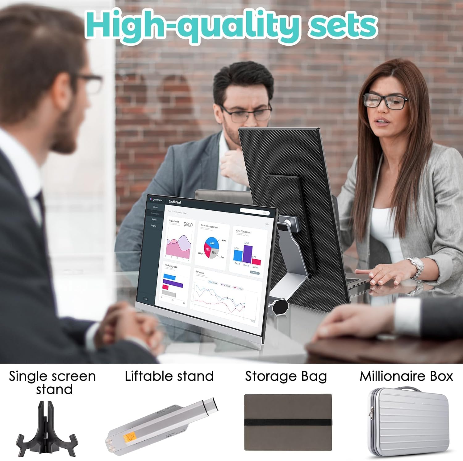 Laptop Screen Extender,1080P FHD Portable Monitor with 360°Rotation Detachable Screen Triple Monitor Extender Plug & Play Fits Laptops (Mac/Win/Android) (15.6'' Triple Screen)