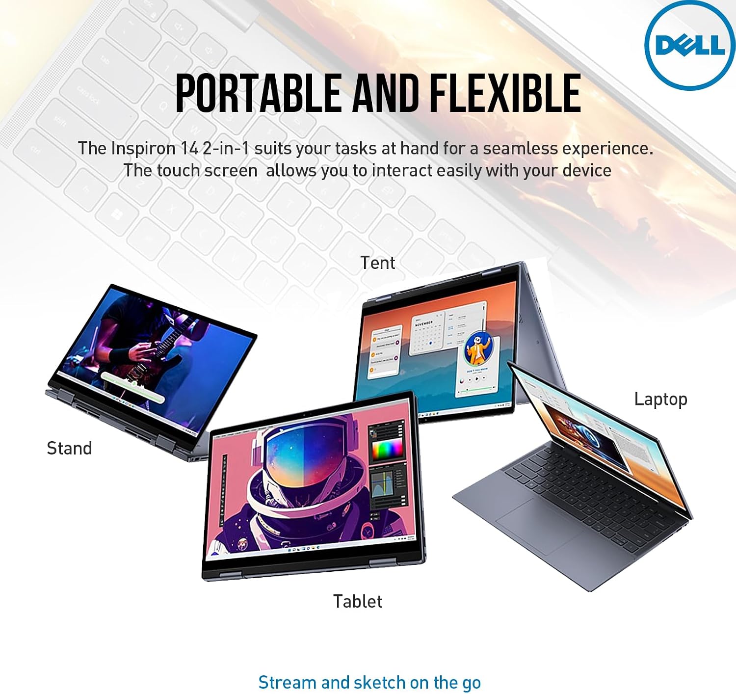 Dell Inspiron 14 2 in 1 Touchscreen Laptop, 14 Inch FHD+ Touch Screen Convertible, AMD Ryzen 5, 8GB RAM 1TB SSD, Windows 11 Pro, Lifetime Microsoft Office, Backlit Keyboard, Fingerprint Reader, HDMI