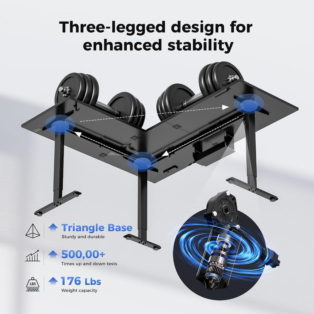 Agilestic Electric L Shaped Standing Desk 75 x 61 Inch with Power Outlet, Height Adjustable Corner Stand up Desk with Cable Management,Sit Stand Home Office Workstation with Splice Board, Black