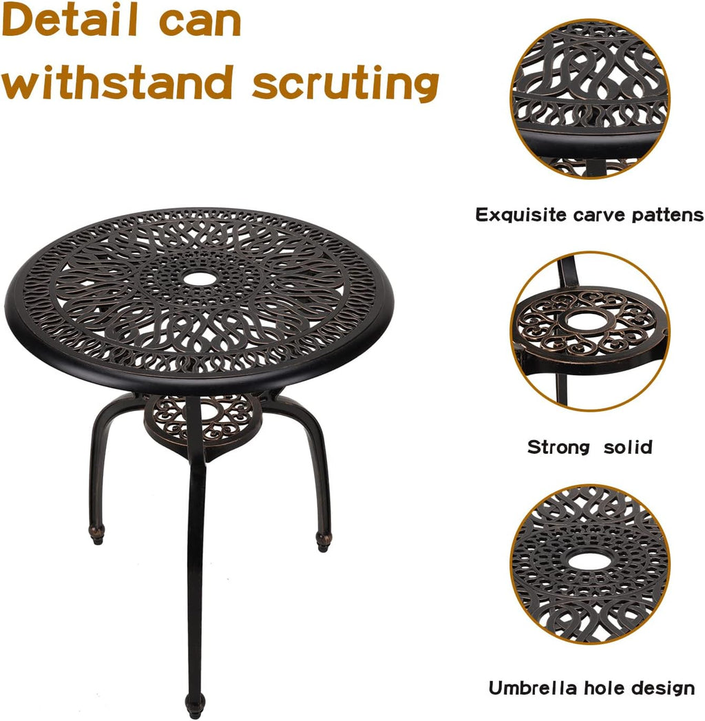 YKSY&YKSY 3-Piece Patio Bistro Furniture Set Cast-Aluminum Bistro Table Set for Lawn,Garden,Backyard (YILI Copper)